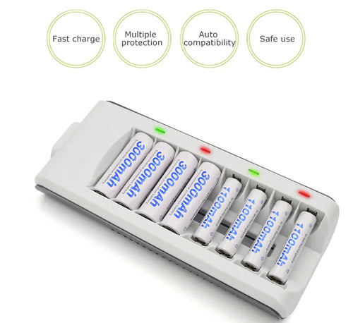 8 Slot Battery Charger For Ni-MH Ni-CD AA AAA Rechargeable Batteries